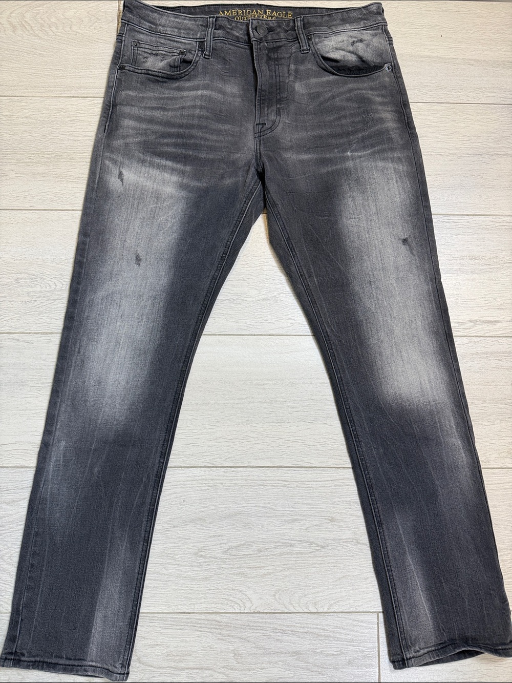 American Eagle Men’s Washed Black Slim Straight Jeans Size 34x30 EUC Like New